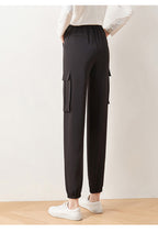 Cargo Pants Elastic High Waist Cropped Trousers Casual photo 4
