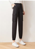 Cargo Pants Elastic High Waist Cropped Trousers Casual photo 3