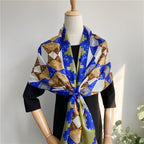 Retro Geometric Pattern Silk Satin Scarf photo 1