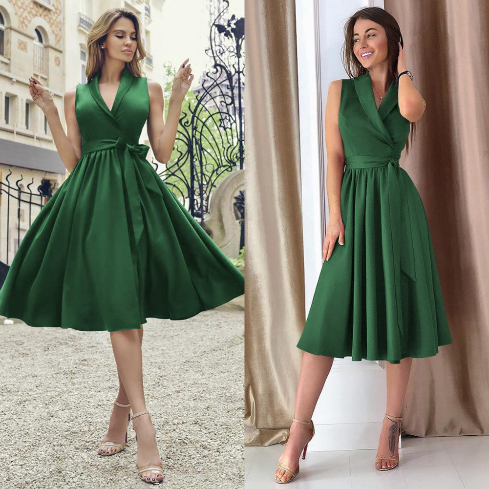 Dies Midi Dress Casual Sleeveless Belt photo 5