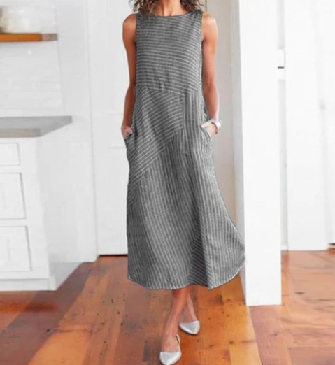 Casual Striped Sleeveless Maxi Dress photo 1