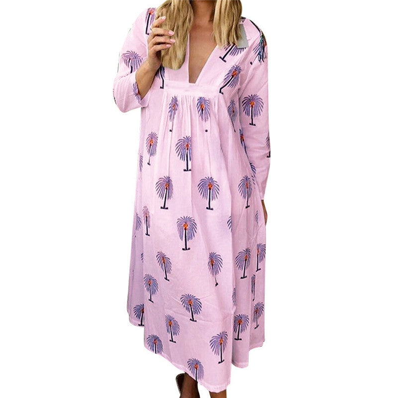 Maternity Dress V-neck Printed Maxi variant CJLY111371207GT|CJLY111371208HS|CJLY111371209IR|CJLY111371210JQ|CJLY111371211KP|CJLY111371212LO