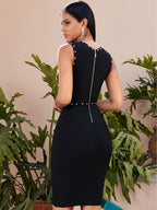 Pearl Bandage Dress Hollow Black Lace photo 3