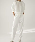 Zippered Trousers White Jogging Casual Pants photo 2