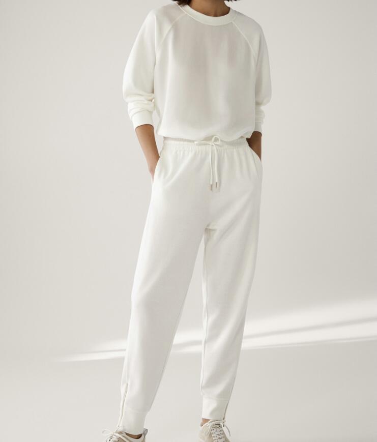 Zippered Trousers White Jogging Casual Pants photo 2