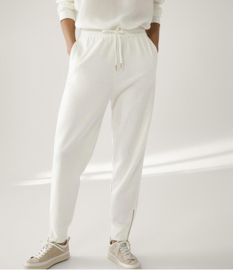 Zippered Trousers White Jogging Casual Pants variant CJKT112222701AZ|CJKT112222702BY|CJKT112222703CX