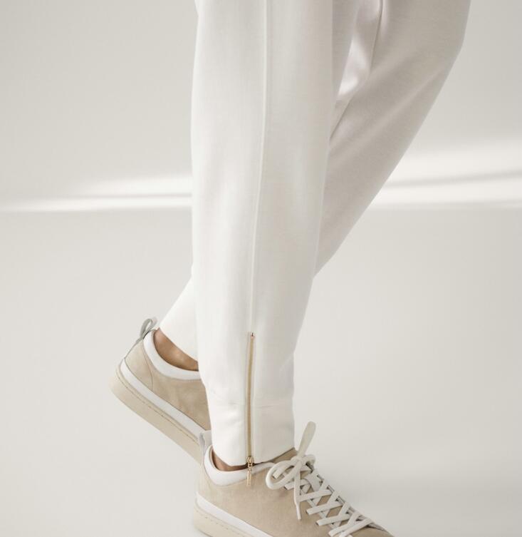 Zippered Trousers White Jogging Casual Pants photo 1