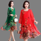 Mom's Loose Thin Floral Chiffon Skirt photo 1