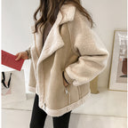 Suede Jacket Short Lamb Velvet Motorcycle photo 1