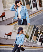 Leather Jacket Korean Slim Motorcycle photo 3