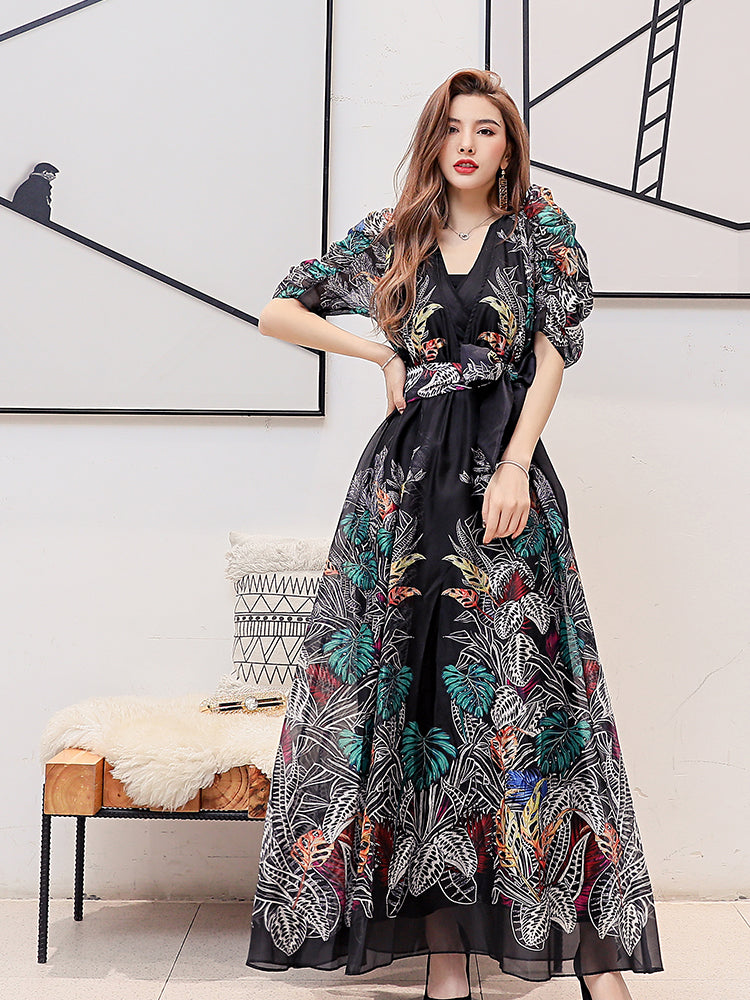 V-neck Floral Swing Dress photo 1