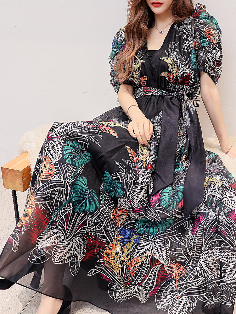 V-neck Floral Swing Dress photo 3