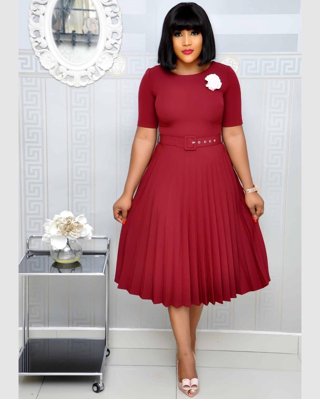 Round Neck Plus Size Mother's Dress Pleated variant CJLY115086201AZ|CJLY115086202BY|CJLY115086203CX|CJLY115086204DW|CJLY115086205EV|CJLY115086206FU