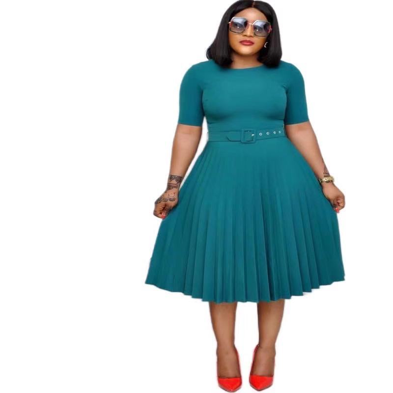 Round Neck Plus Size Mother's Dress Pleated photo 5
