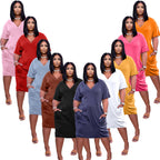 Loose V-neck Casual Dress Pockets photo 4