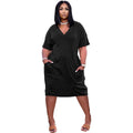 Loose V-neck Casual Dress Pockets variant CJLY115191901AZ|CJLY115191902BY|CJLY115191903CX|CJLY115191904DW|CJLY115191905EV|CJLY115191906FU