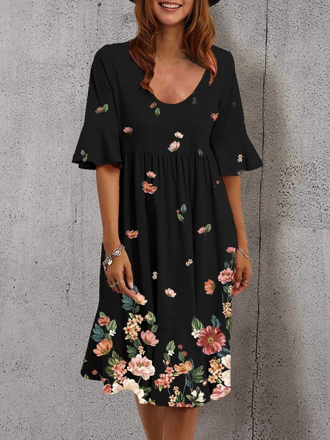 Half Sleeve Elegant Dress Printed Loose Midi variant CJLY115389901AZ|CJLY115389902BY|CJLY115389903CX|CJLY115389904DW|CJLY115389905EV|CJLY115389906FU