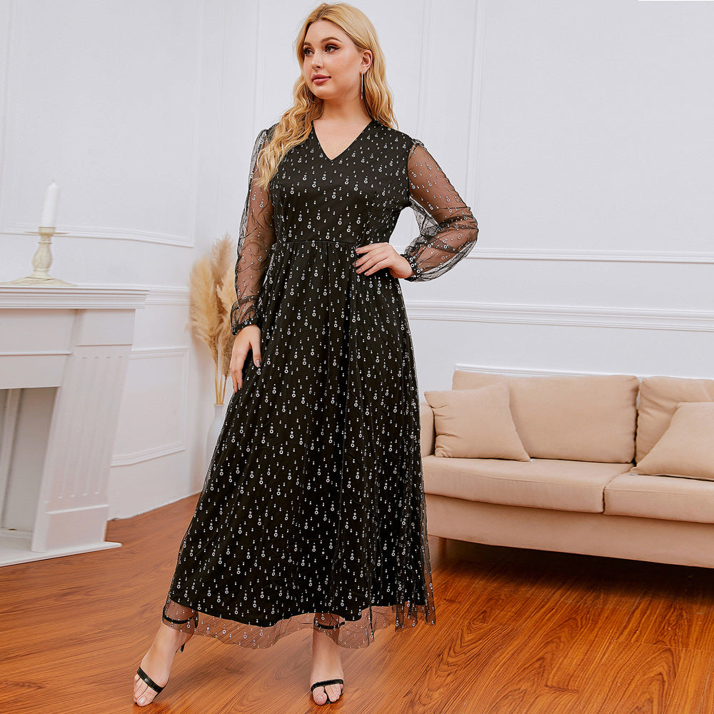 Plus Size Lace Dress Sequin photo 4