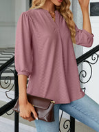 Notched 3/4 Sleeve Casual Top (8)