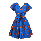 Lace-up Pleated Nightclub V-neck Dress variant CJLY116512701AZ|CJLY116512708HS|CJLY116512715OL|CJLY116512722VE