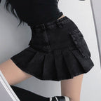 Denim Pleated Skirt High Waist photo 1