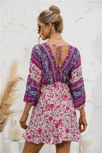 V-neck Positioning Flower Dress photo 1