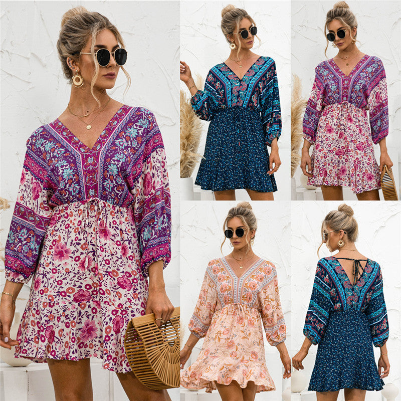 V-neck Positioning Flower Dress photo 2