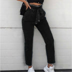 Jeans Flower Bud High-rise Frayed Lace-up photo 1