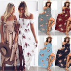 One-shoulder Tube Top Chiffon Printed Split Dress Spot photo 2