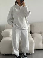 Quarter-zip Top Wide-leg Sweatpants Set (11)