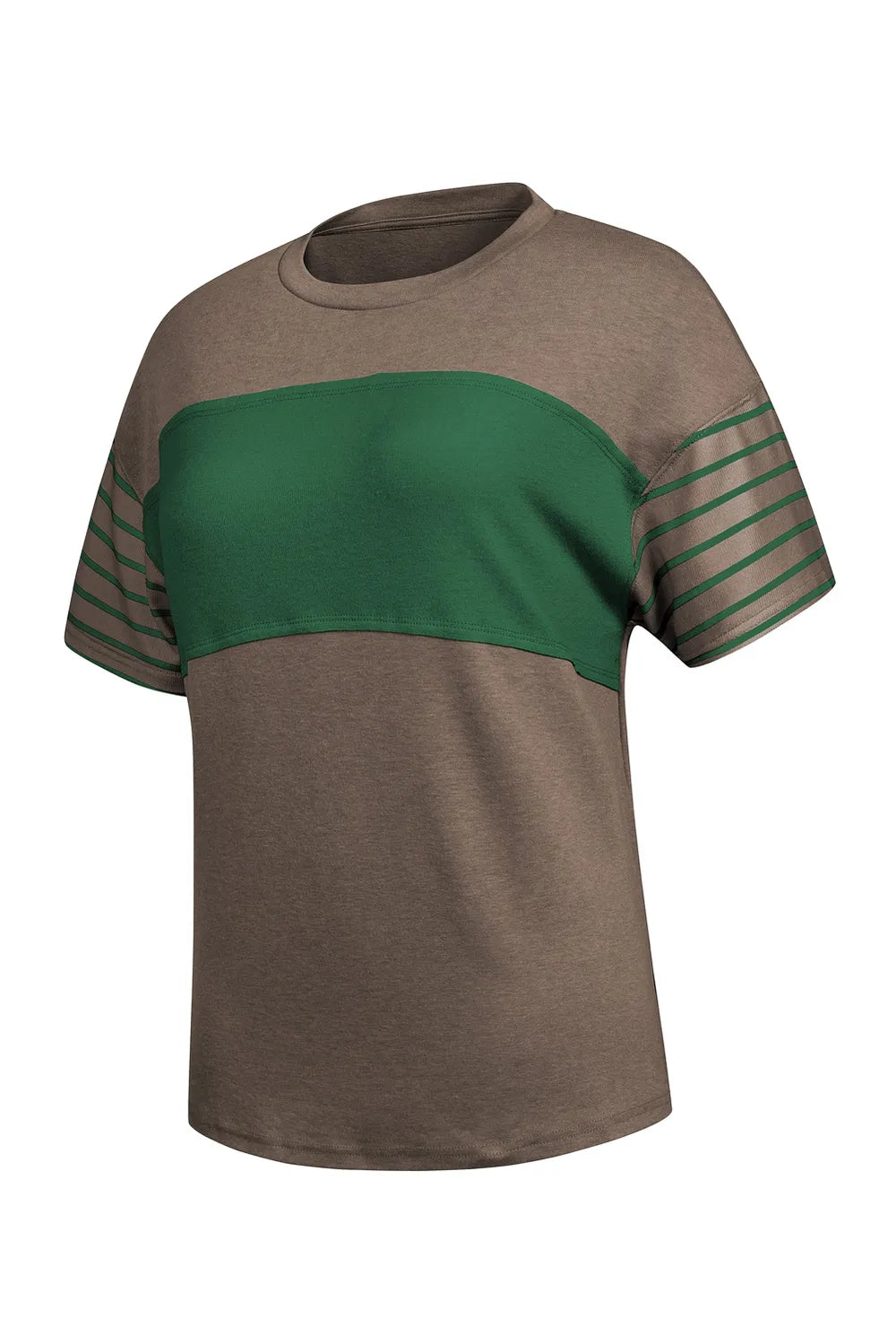 Striped Round Neck Short Sleeve T-shirt (8)