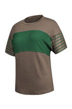 Striped Round Neck Short Sleeve T-shirt (8)