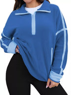 Half Zip Dropped Shoulder Sweatshirt (5)