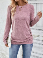 Casual Decor Button Long Sleeve T-shirt (8)