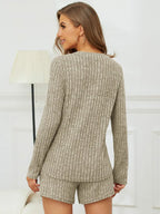 Ribbed Round Neck Top Shorts Set (12)