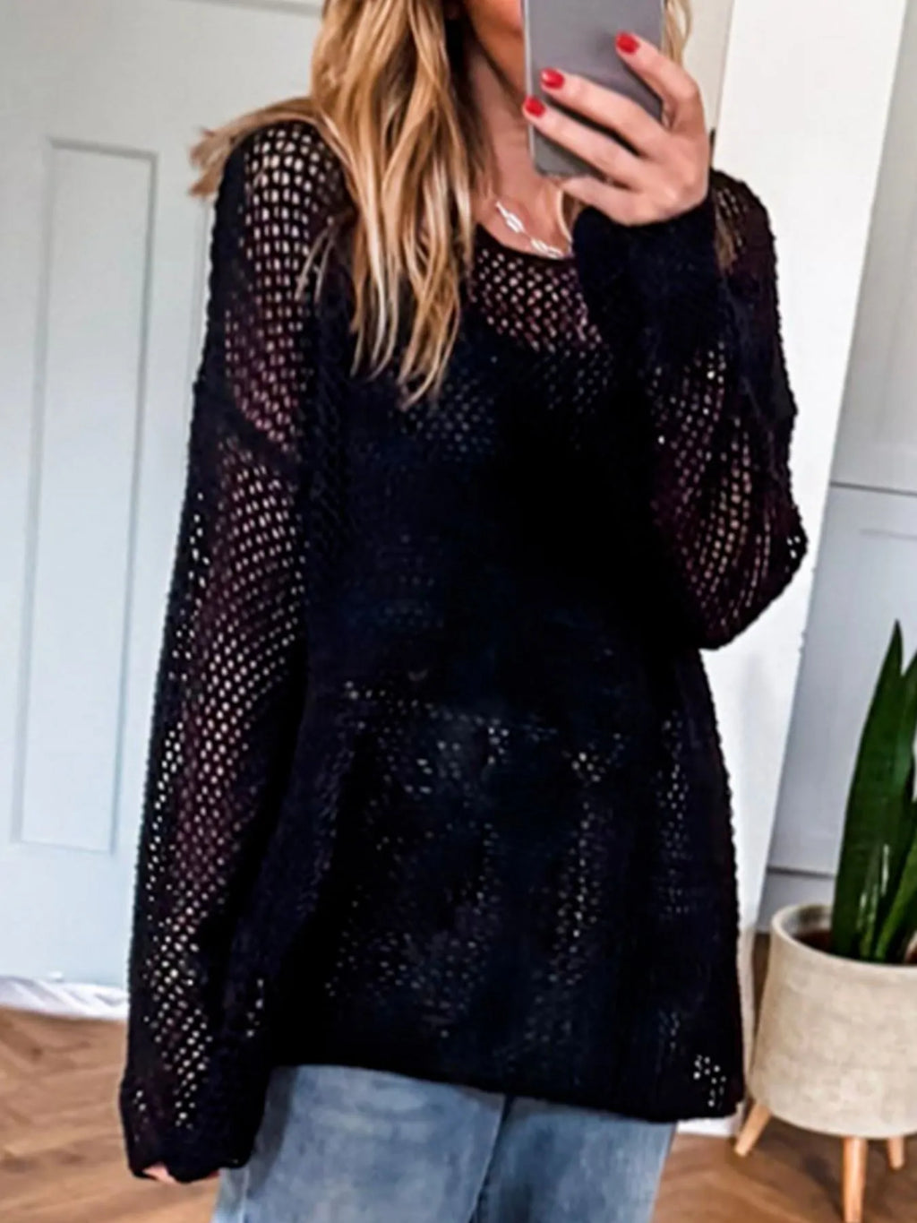 Lightweight Openwork Knit Cover Up (12)