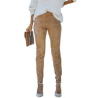 European American Simple Versatile Faux Fur Cropped Trousers variant CJJS189913101AZ|CJJS189913102BY|CJJS189913103CX|CJJS189913104DW
