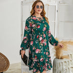 Printed Woven High Waist Floral Waist Dress variant CJNSSYLY12341-Green-3XL|CJNSSYLY12341-Green-XXL|CJNSSYLY12341-Green-4XL|CJNSSYLY12341-Green-XL