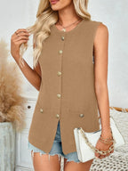 Button Down Round Neck Knit Vest (8)