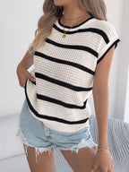 Striped Round Neck Knit Sweater (4)