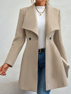 Collared Neck Button Up Long Sleeve Coat (12)