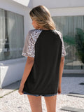 Leopard Round Neck Short Sleeve T-shirt (5)