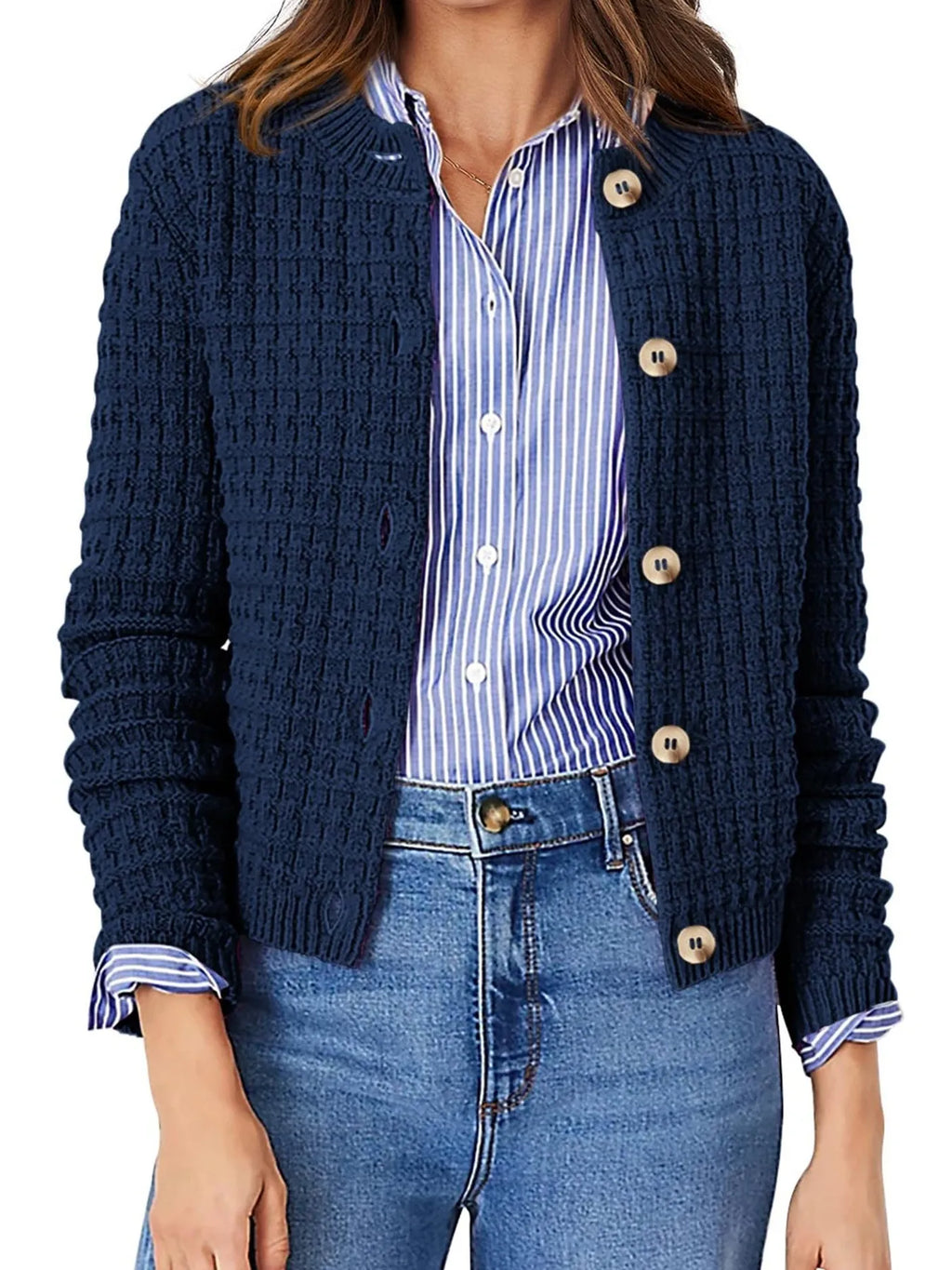 Textured Knit Button-front Cardigan (22)