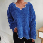 V-neck Drop Shoulder Long Sleeve Sweater (12)