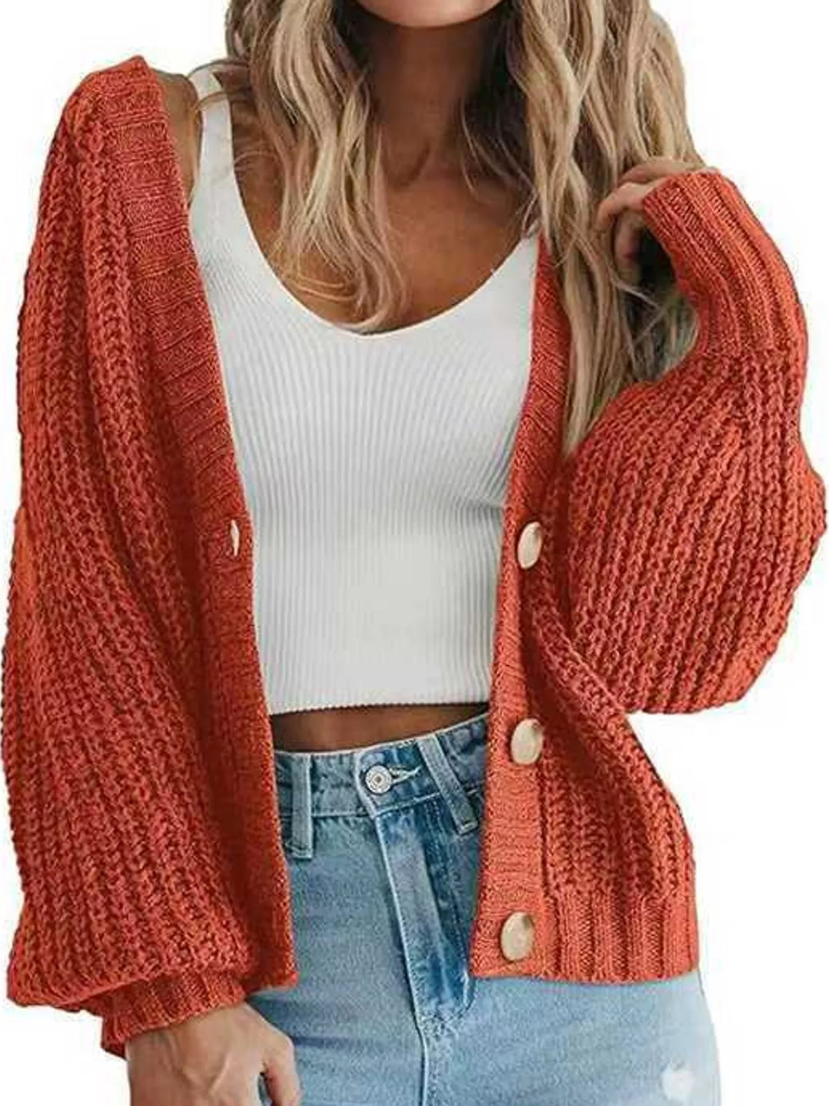 Full Size Chunky Knit Button-down Cardigan Plus (10)