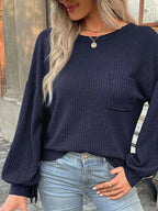 Waffle Knit Round Neck Top (5)