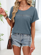 Lace Trim Short Sleeve T-shirt (7)