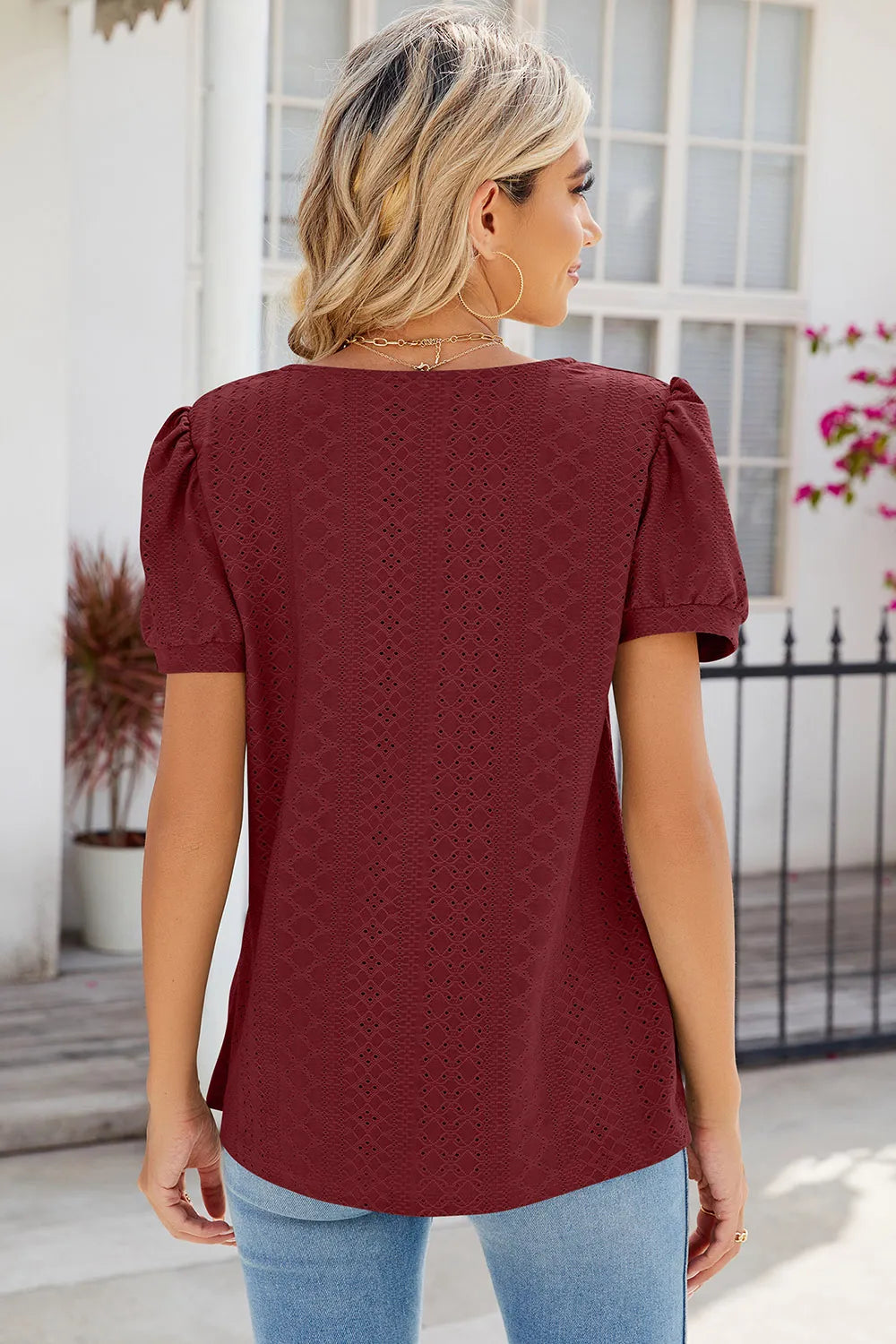Eyelet Puff Sleeve T-shirt (24)