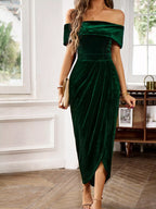 Velvet Off-shoulder Ruched Midi Dress (10)