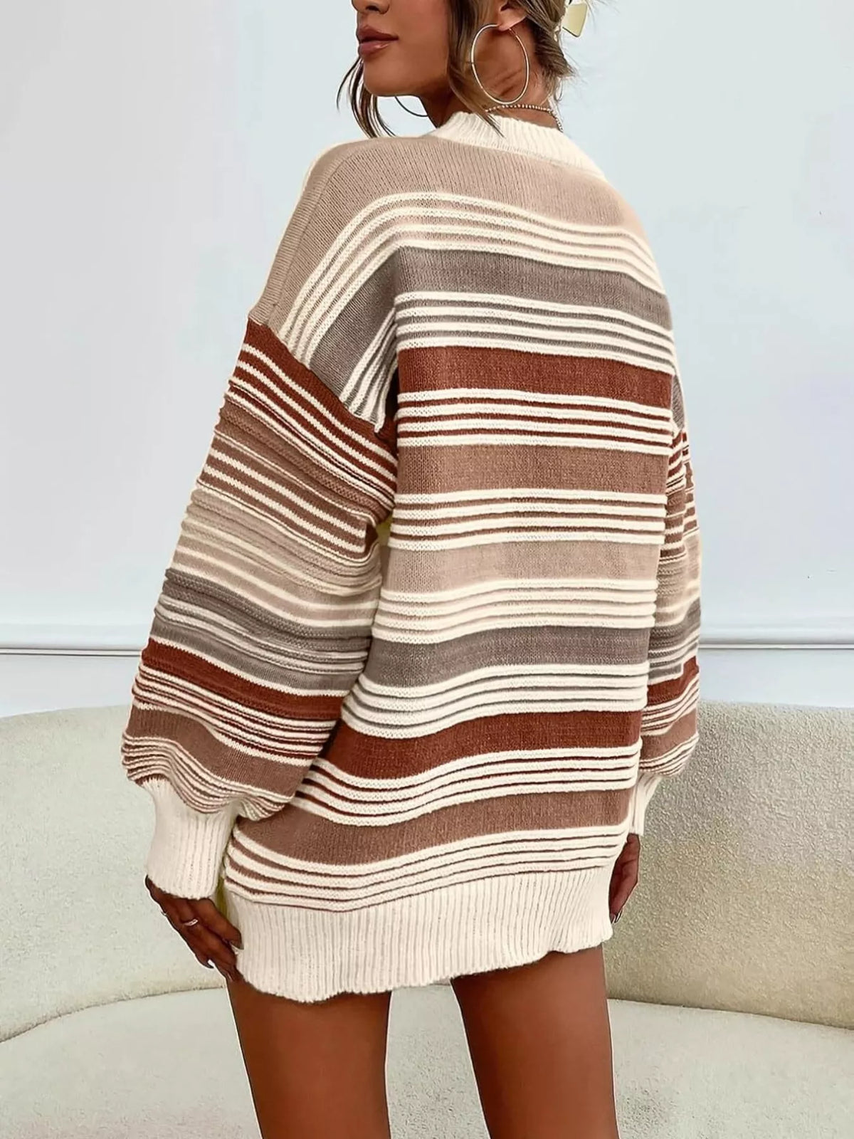 Rainbow Striped Drop Shoulder Oversized Sweater (17)